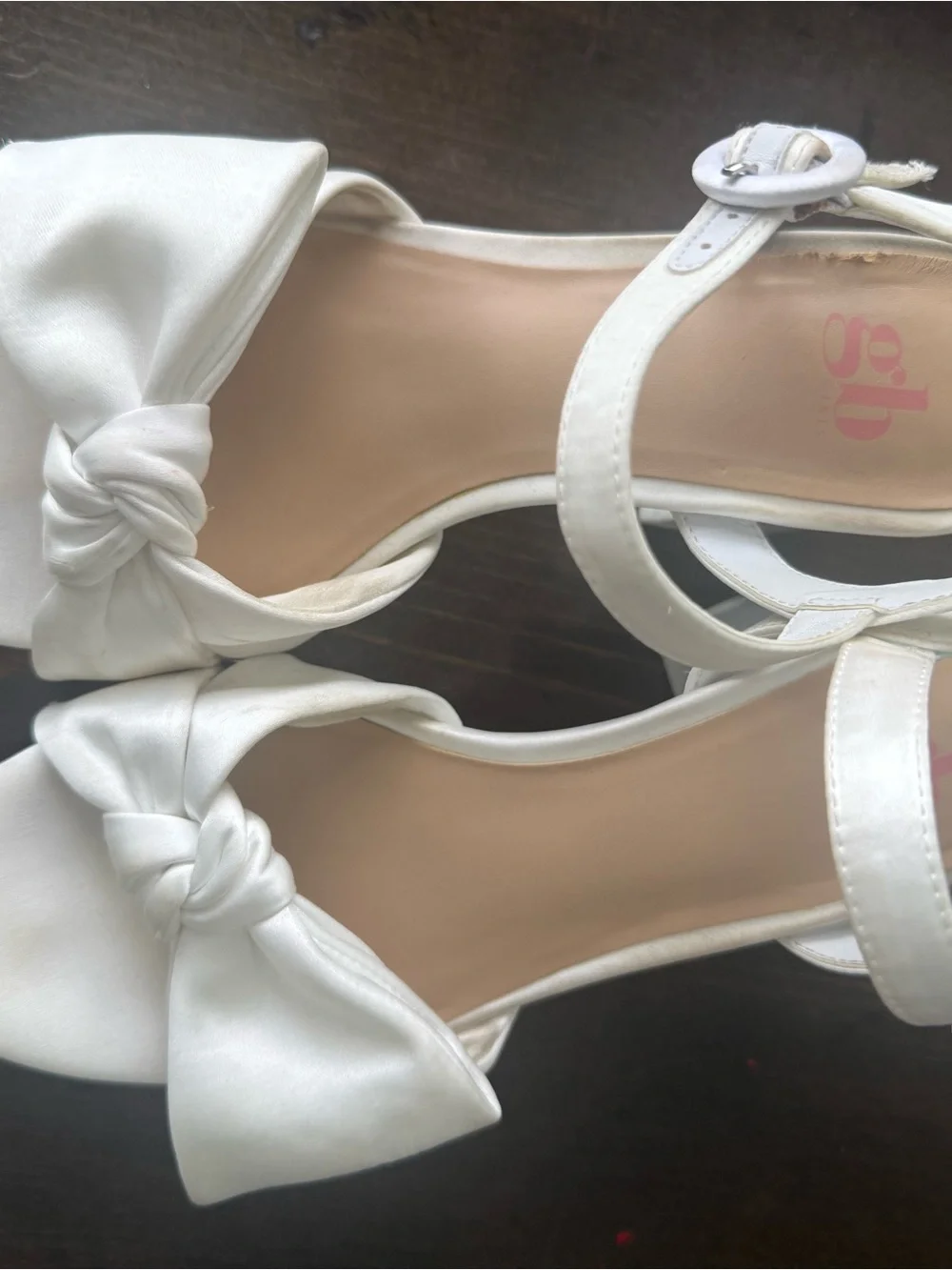 GB girls White Knotted Bow Block White Heel Sandals